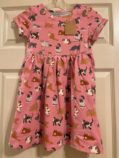 NWT Mini Boden Cat Print Dress Girls Size 6-7