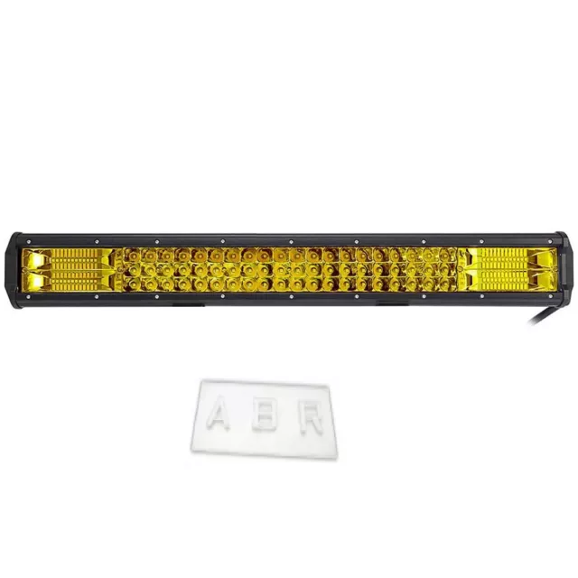 23'' inch 30000LM 360W Yellow Tri-Row LED Work Light Bar Spot Offroad Car Truck