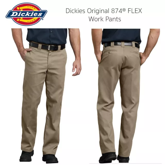 Dickies Hombre 874 Flex Original Para Desierto Caqui Clásico Trabajo Pantalones