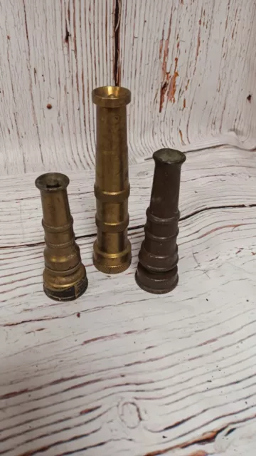 Lot of 3 Vintage Brass Water Hose Nozzles