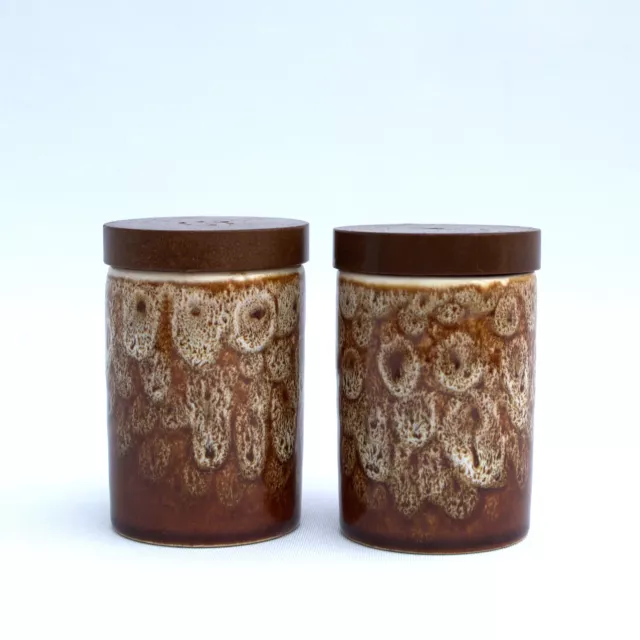 Vintage 1970s Fosters Pottery Cornwall Honeycomb salt & pepper shakers wood lids