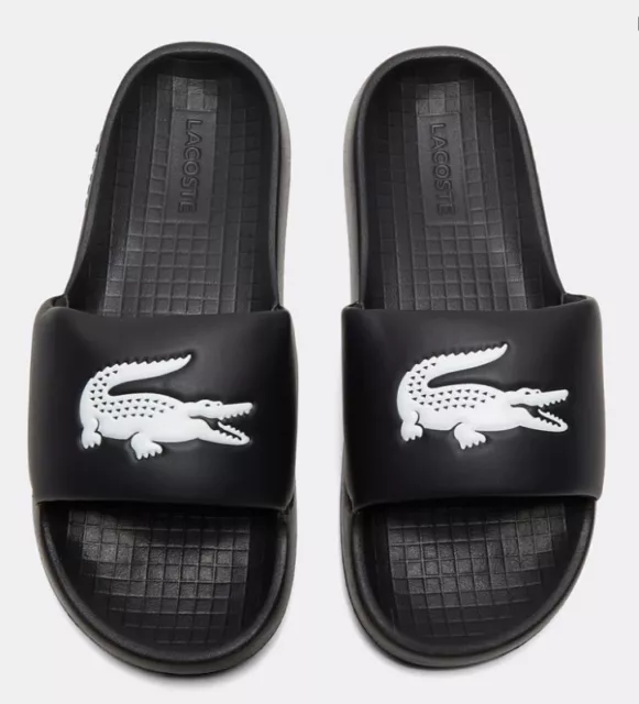 Lacoste Serve Slide Black/White Sliders/Slides Men's Size 8 UK Brand New In Bag