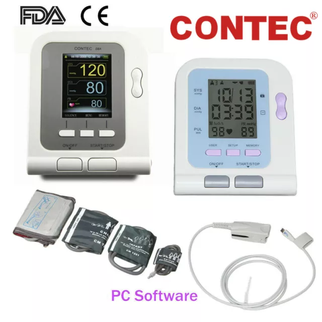 CE FDA CONTEC Digital Blood Pressure Monitor upper Arm NIBP machine Cuff, SpO2