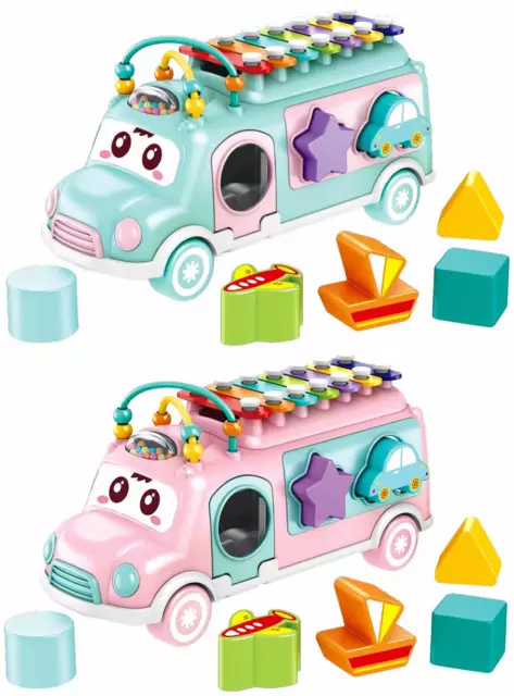 Musik-Bus Motorikspielzeug Baby Sortierspiel Xylophon Musikinstrument +18M