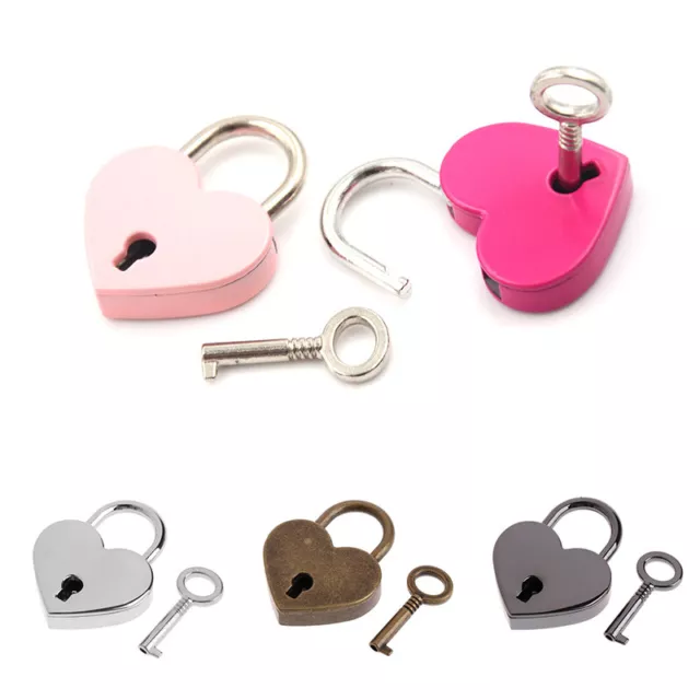 Heart Shape Mini Padlock With Key Lock for Travel Wedding Jewelry Box Diary Book