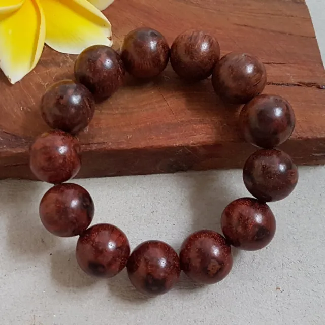 18 MM Kayu Menang Bracelet Dalbergia Parviflora 13 Beads Akar Laka #L05