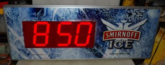 Large Vintage 2007 Smirnoff Ice Malt Beverage Digital Wall Clock Display Sign