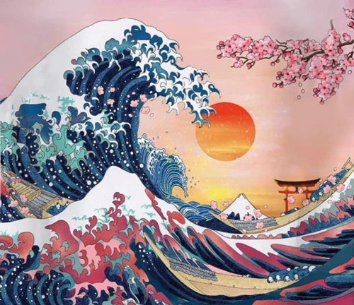 Olas ordinarias Ocean Kanagawa y 16"" x 20" y Sakura