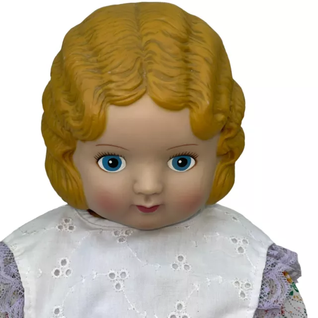 Vtg 1991 Daisy Kingdom Girl Doll Blonde Hair Blue Eyes 17" with Dress & Shoes