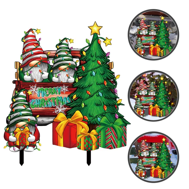 Cartel de Navidad al aire libre yarda gnomo árbol de Navidad cartel de yarda con
