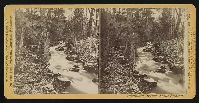 Mountain stream - Trout fishing c1900 Old Photo