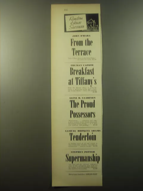 1959 Random House Books Ad - From the Terrace, Breakfast at Tiffany's