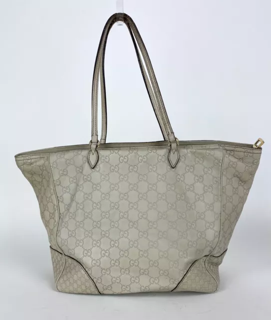 Gucci GG Auth Microguccissima Tote Bag Light Gray Leather Zip Double Handles Gucci GG Auth Microguccissima Tote Bag Light Gray Leather Zip Double Handles