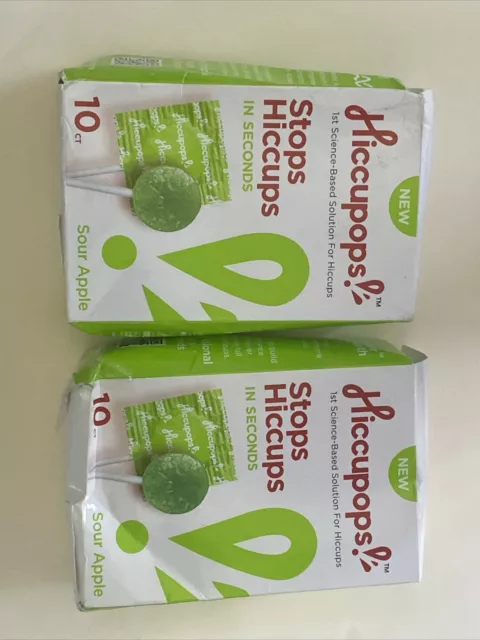 2 Hiccupops - Lollipops that Stop Hiccups - Sour Apple (10Ct) EXP 05/2026