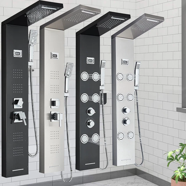 Colonne De Douche Multifonction En Acier Inoxydable Rozin - Effet Pluie, Massage, 5 Jets