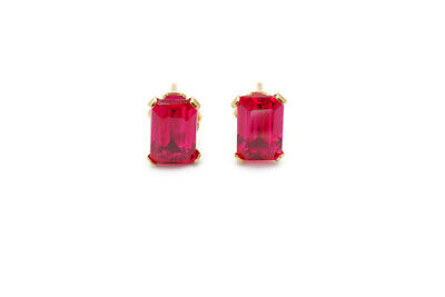 14k Yellow Gold 1 CT Lab-Created Ruby Stud Earrings