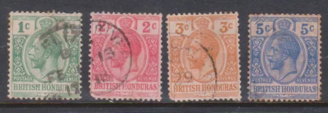 (F203-91) 1922 British Honduras mix of 4stamps KGV 1c to 5c (CP)