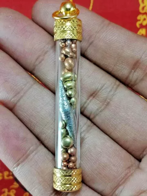 Takrut 3 In 1 Leklai Suriyan Racha Thong Pla Lai Watcharatad Thai Buddha Amulet