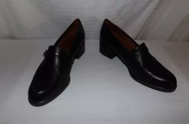 Nickels Soft Womens Shoe Black Leather Comfort Heels (E) Size 10M