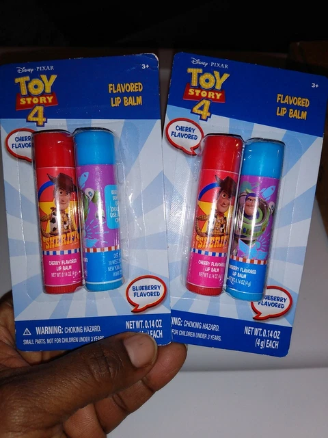 New 2 Pack Toy Story 4 Cherry & Blueberry Flavored Lip Balm Woody & Buzz Disney