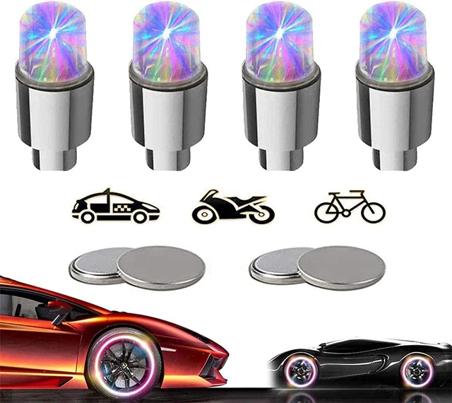 Paquete de 4 tapas de válvulas de neumáticos Yinch luces LED para ruedas de bicicleta para camiones de automóviles 4 colores