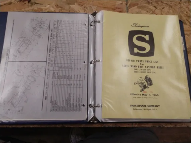 VINTAGE 1964 TO 70 Shakespeare Fishing REEL parts service catalog manual  binder $38.95 - PicClick
