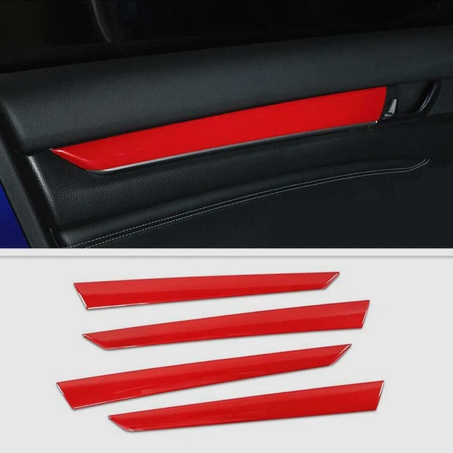 Fit For 2018-2020 Honda Accord ABS Red Inner Car Door Panel Cover Trim Strip 4P