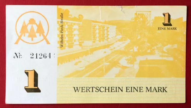 DDR Wertschein Eine Mark Ferieneinrichtung Ringberghaus SUHL um 1985 ( 103064