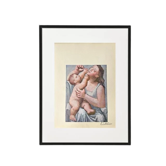 Pablo Picasso Original - Mother and Chil, Hand Tipped Color plate print - Signed