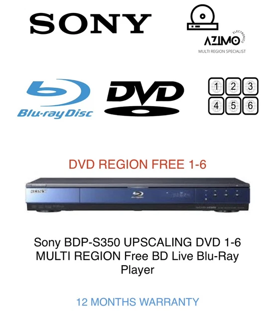 SONY BDPS350 UPSCALING DVD 16 MULTI REGION BD Live BluRay Player Warranty £54.99 PicClick UK