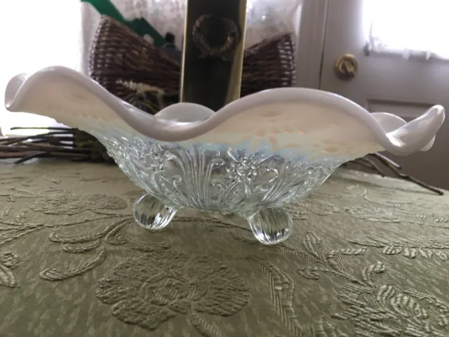 Antique Three Footed Opalescent Bowl