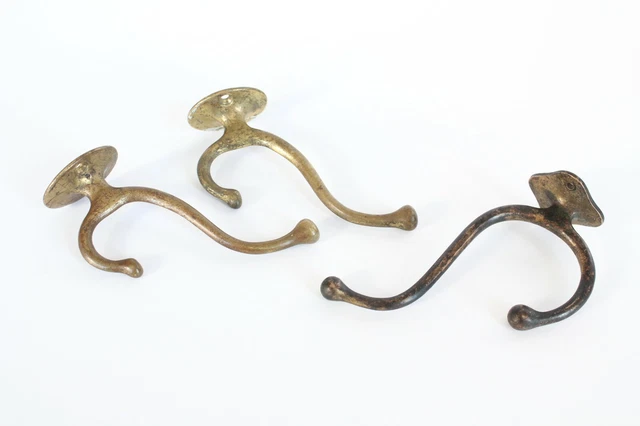 antique brass towel hook holder | bathroom robe deco hook victorian bathroom vtg
