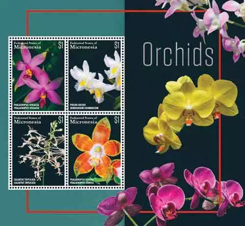 Micronesia 2015 - Orchids Stamp - Sheet of 4 MNH