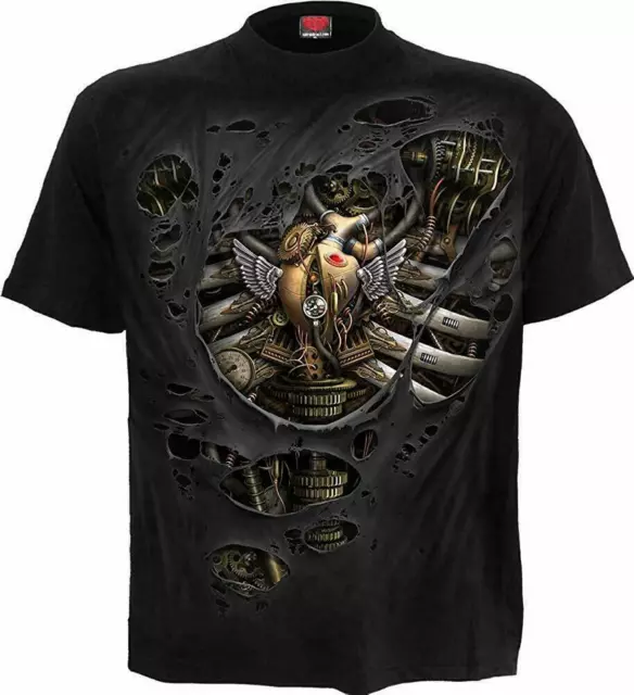 T-shirt SPIRAL DIRECT STEAM PUNK RIPPED/Biker/Grim Reaper/Skull/Goth/Game/Top