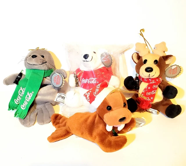 Vintage Coca-Cola Bean Bag Animals 1997 & 1998 Lot of 4