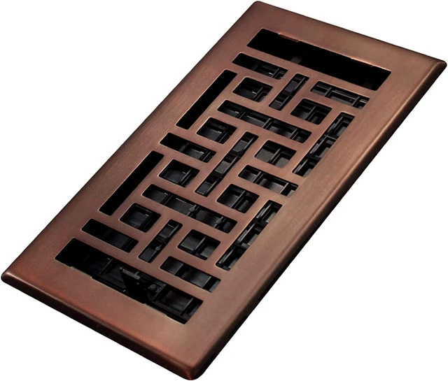 Rejillas decorativas AJH408-RB registro de piso oriental, 4x8 pulgadas, acabado bronce frotado