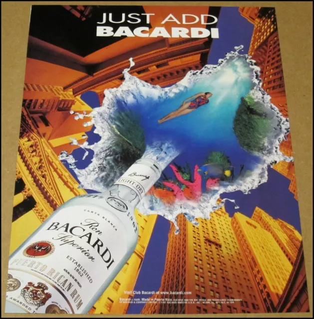 1997 Bacardi Puerto Rican Rum Print Ad Advertisement Just Add Bacardi Vintage