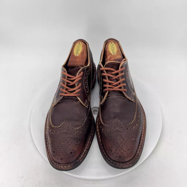 Allen Edmonds Boardwalk Men Size 8D Brown Leather Brogue Wingtip Dress Shoes