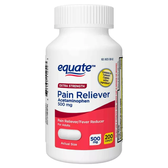 EQUATE EXTRA STRENGTH Acetaminophen Caplets, 500 mg, 200 Count $15.99 ...