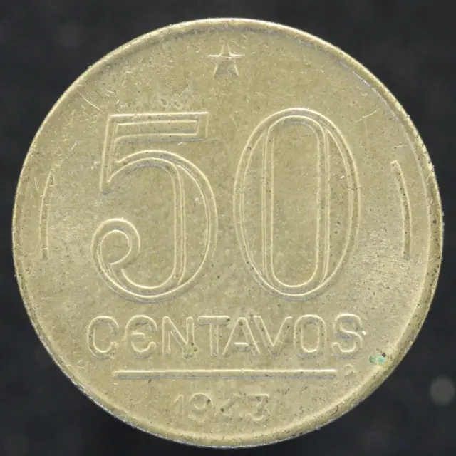 1943 Brazil 50 Centavos - UNCIRCULATED - KM#557a (F242)