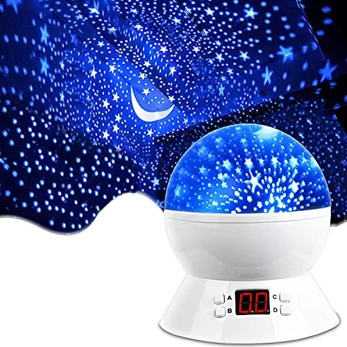 Star Projector Night Lights for Kids with Timer, Gifts for 1-14 Year Old White