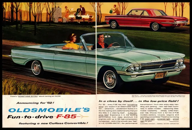 1962 Oldsmobile F-85 Cutlass 2-Door Convertible Vintage Olds 2-Page GM Print Ad