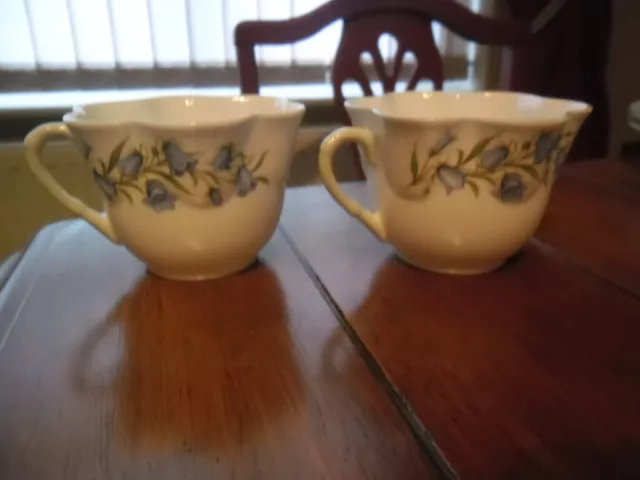 Beautiful Staffordshire Crown China "Bluebell" 2 Cups
