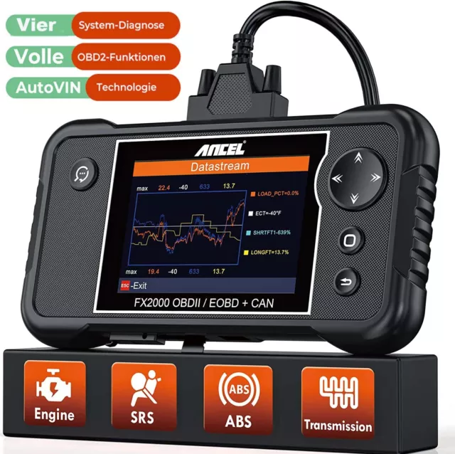 2024 ANCEL FX2000 Profi KFZ Diagnosegerät Auto OBD2 Scanner Fehler Auslesegerät