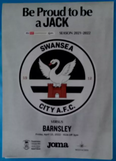 SWANSEA CITY v BARNSLEY 2021-22 CHAMPIONSHIP MATCH MINI UNOFFICIAL PROGRAMME