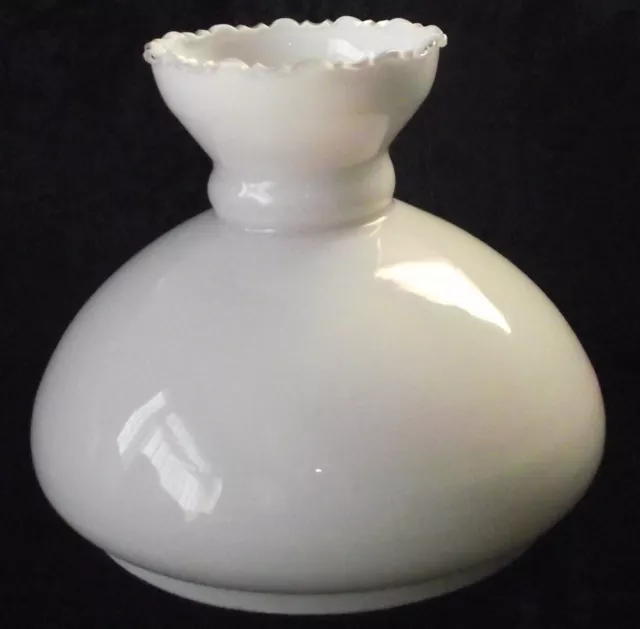 Vintage Duplex White Glass Crinkle Top Oil Lamp Shade. UK ONLY. Free Postage