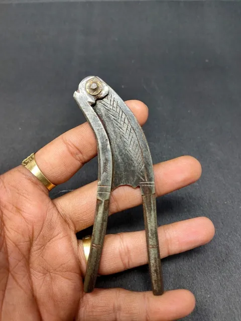 Antique Iron Brass Work Betel Nut Cutter Hand Engraved Cut Design Bird Shape
