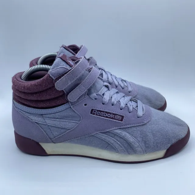 Reebok Freestyle Hi High Top Sneakers Shoes Purple Wool Blend Womens Size 7