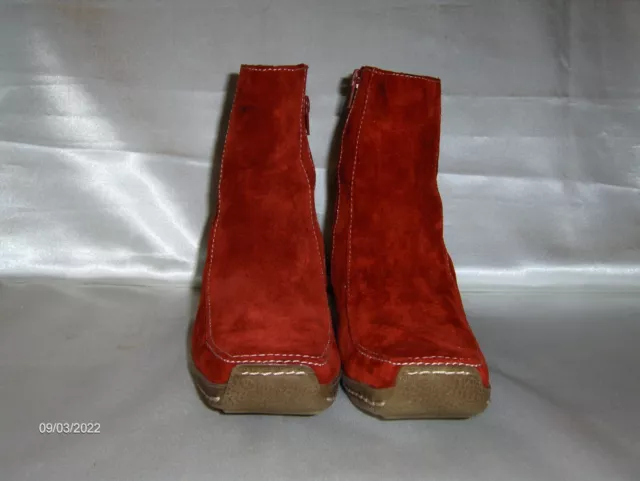 Navid O Nadia by Demfon Ankle Boots Red Zipper Wedge Heel Belton Size 40 2