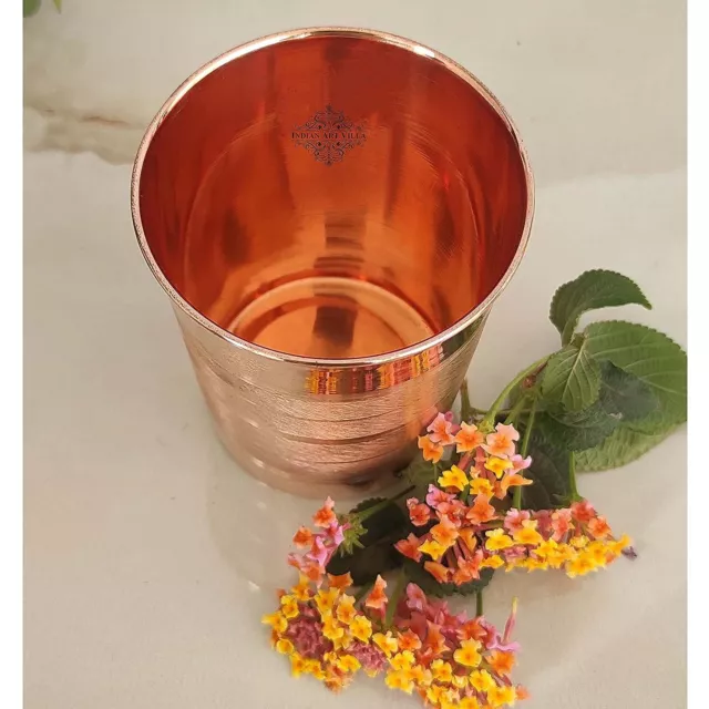 Copper Glass Tumbler Cup With Lid, Drinking Serving Water, Yoga Ayurveda, 300 ML